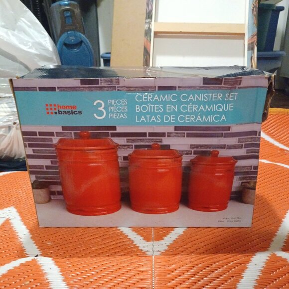 Home Basics 3 Piece Kitchen Canister Set Coffee, Sugar, Tea NEW - Picture 2 of 5